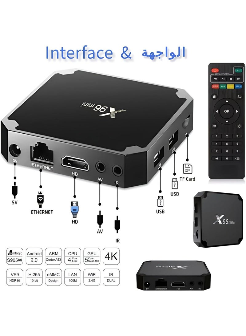 اكس 96 جهاز تي في بوكس X96 ميني، يدعم تطبيقات أندرويد بدقة فائقة الوضوح 4K، أسود - Image 5