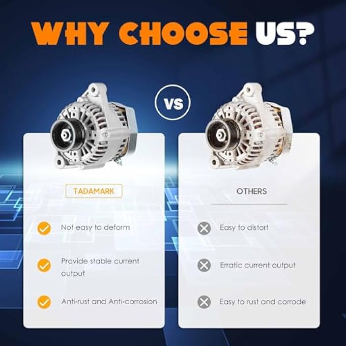 TadaMark New Alternator Fit for Toyota Camry 2.2L 1992 1993, CW 12V 80Amp, Replace# AND0015 111439 100211-8560 400-52306 ALT-5088 27060-03010, 27060-03011 - Image 4