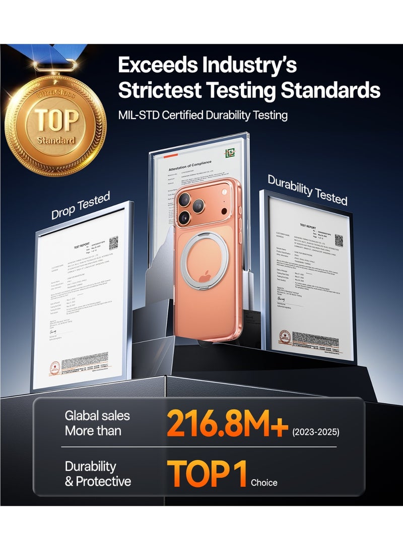 TORRAS O-Stand Pro Series iPhone 17 Pro Clear Case – Magnetic Kickstand, 18N Mag, Mil-Grade Protection - Clear - Image 5
