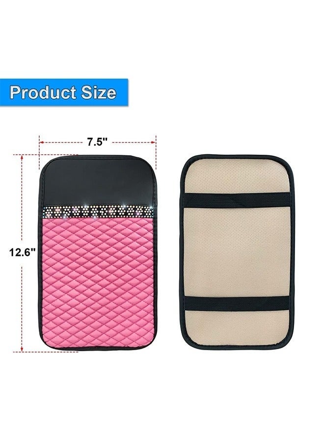 Bling Leather Car Center Console Cover, Car Center Console Protector With Glossy Crystal Rhinestone, Universal Waterproof Car Armrest Seat Box Cover For Most Car, Vehicles, SUVs, Trucks - Image 5
