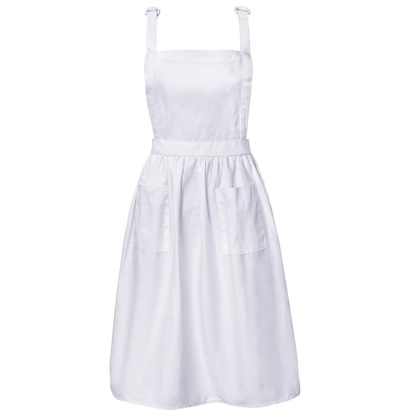 Geyoga Aprons for Women with Pockets Kitchen Cooking Waitress Maid Apron Vintage Skirt Cute Ruffle Dress CostumeWhiteVintage Style