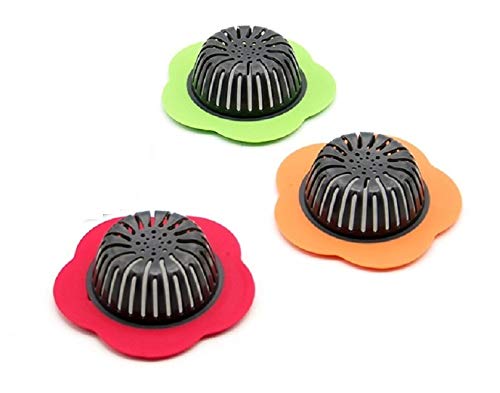 Tagve Silicone Kitchen Sink Strainer Flower Shaped Shower Drains Cover Colander Sewer Bathroom Hair Trap Catcher Kitchen Accessories (Multi-Color-Set of 3) - Image 1