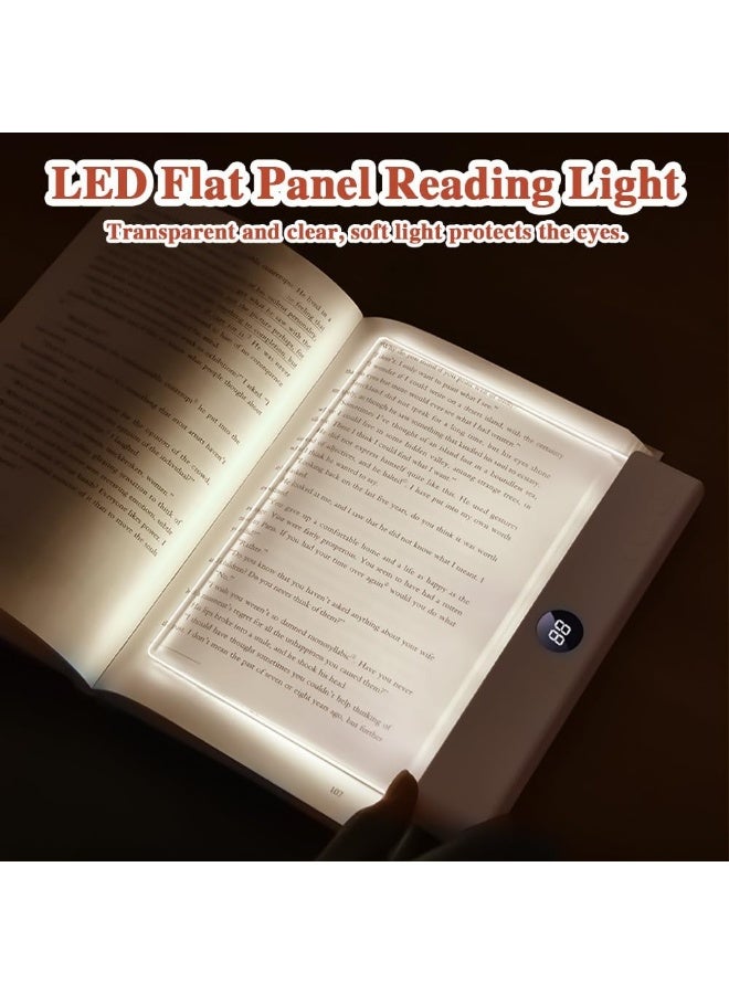 Flat Book Light, Clear LED Book Full Page Light Night Reading Light with 3 Colors & Timer, Rechargeable Dimmable Illuminator Panel Plate Lamp Eye Protection Light Gift for Readers(White) - Image 2