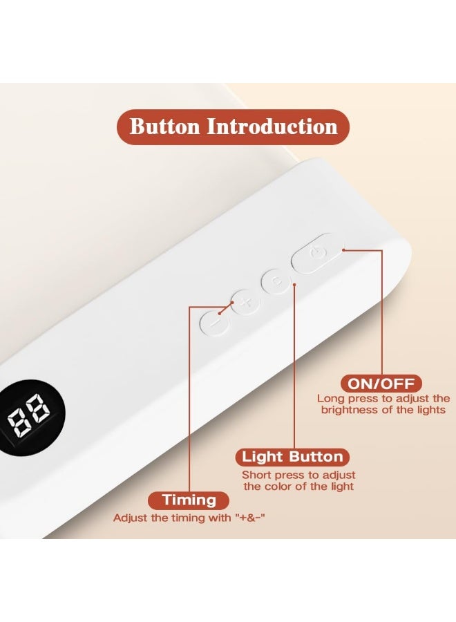 Flat Book Light, Clear LED Book Full Page Light Night Reading Light with 3 Colors & Timer, Rechargeable Dimmable Illuminator Panel Plate Lamp Eye Protection Light Gift for Readers(White) - Image 3