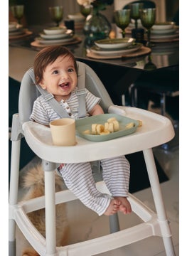 Let's Be Child 2-Piece Square Plate Sage Green-Peach  - Image 2
