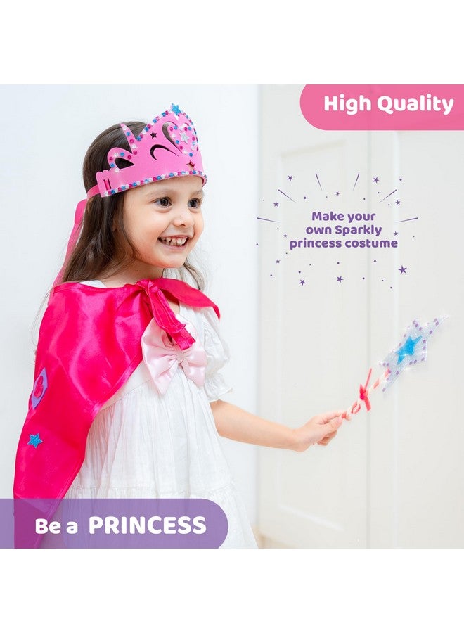 jackinthebox Princess Themed Arts and Crafts for Girls - Make a Cape, Tiara and Wand, Best Gift for Girls Ages 5 6 7 8 Years, 3 Craft Projects in 1 Box - Image 4