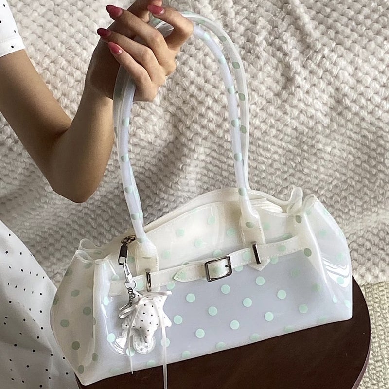 Clear PVC Tote Bag with Polka Dots, Large Capacity for Commute - Image 1