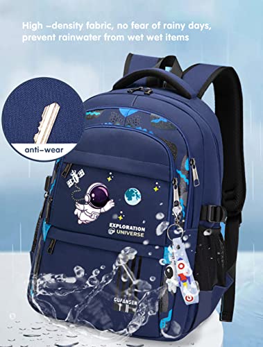 MCWTH Astronaut Backpack for Boys Teens, Large Capacity School Bag Bookbag for Kids Elementary Middle (Blue) - Image 4