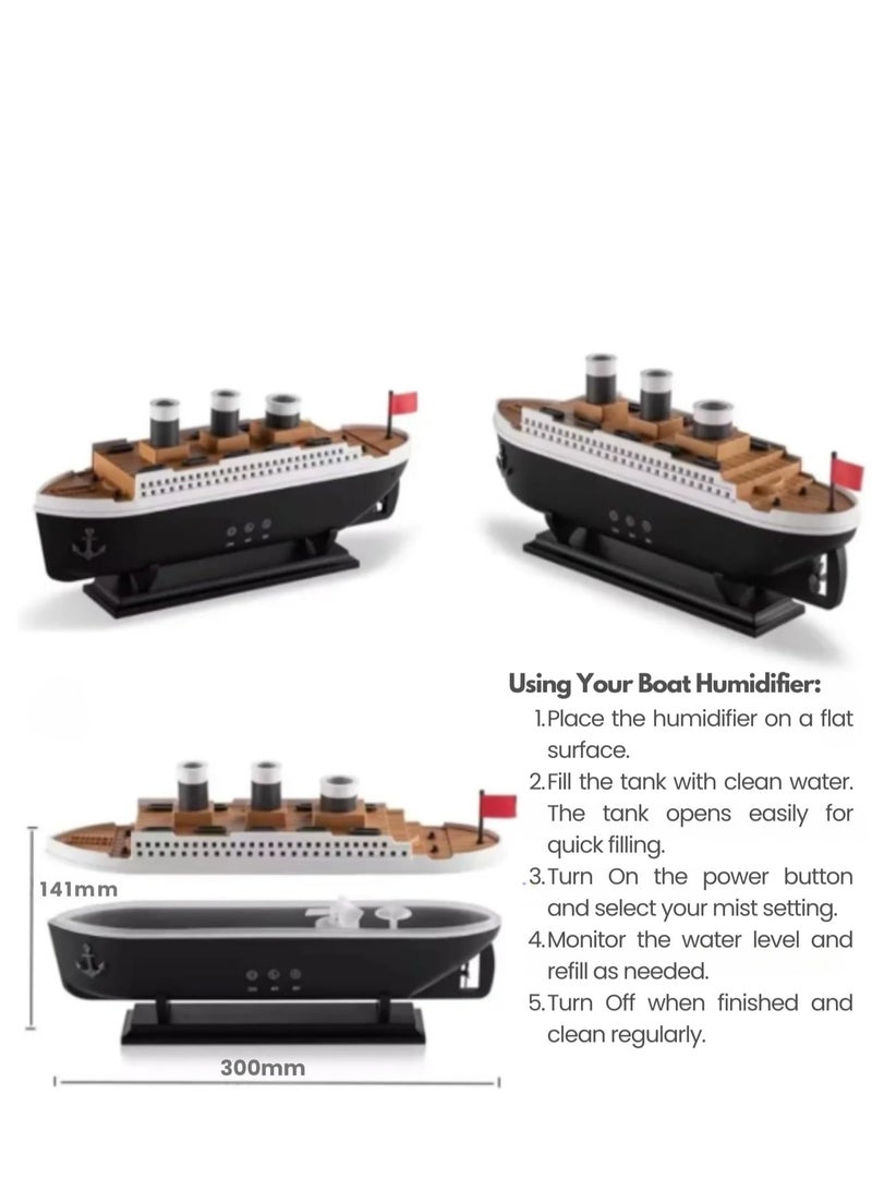 موكسوم موزع رائحة قنديل البحر للزيوت العطرية، موزع على شكل قارب مع ألوان LED، جهاز تحكم عن بعد، محول طاقة مع مرطب صغير 300 مل للعلاج بالروائح - Image 1