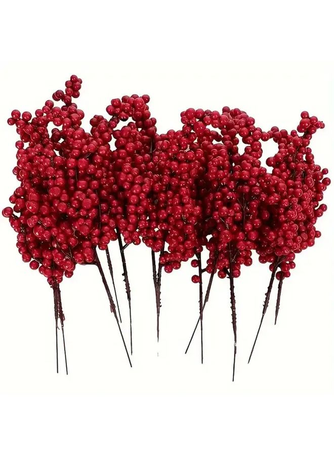 Red Artificial Berry Branches For Christmas Wedding Party Decor - Image 4