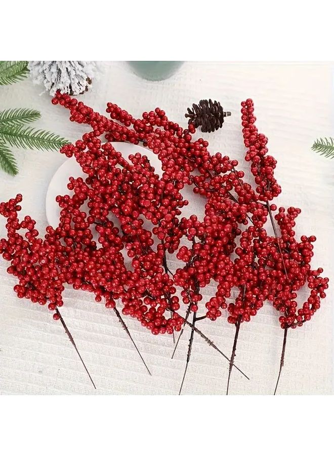 Red Artificial Berry Branches For Christmas Wedding Party Decor - Image 5