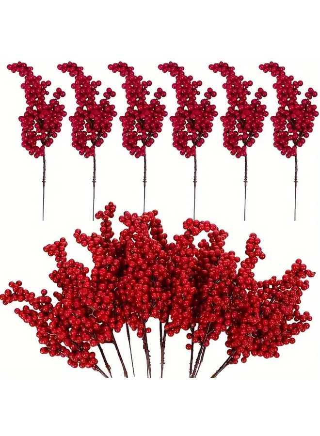Red Artificial Berry Branches For Christmas Wedding Party Decor - Image 2