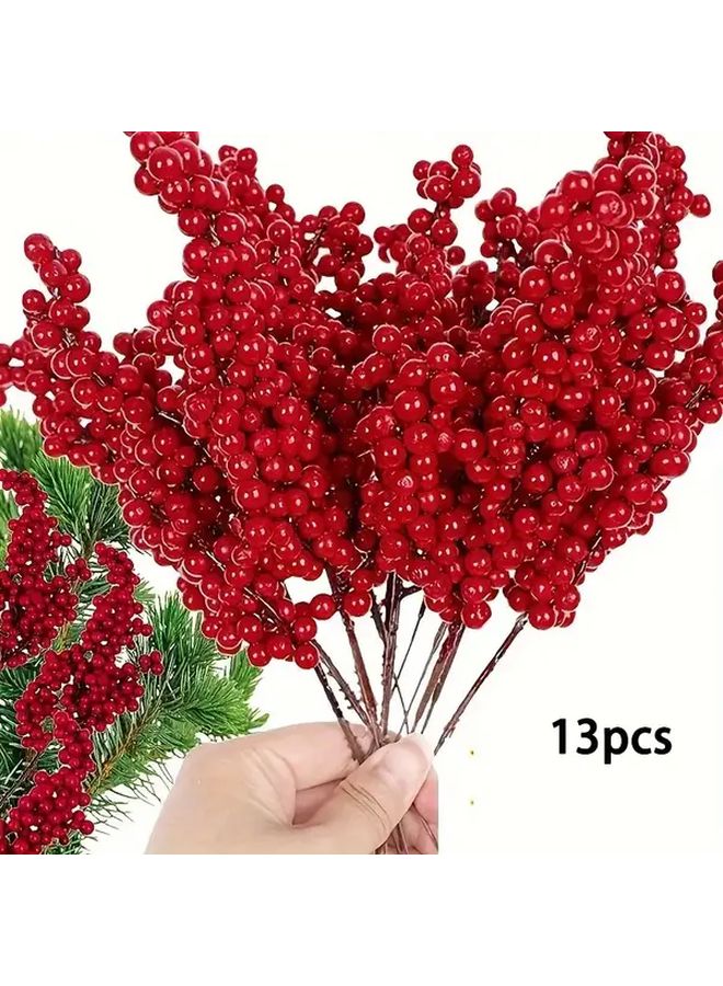 Red Artificial Berry Branches For Christmas Wedding Party Decor - Image 3