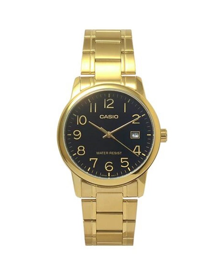 كاسيو ساعة مقاومة للماء بعقارب وسوار من الستانلس ستيل طراز MTP-V002G-1B - مقاس 40 مم - لون ذهبي رجال - Image 1