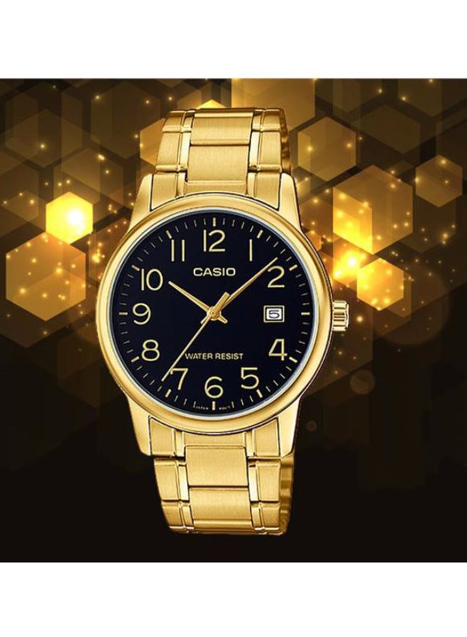 كاسيو ساعة مقاومة للماء بعقارب وسوار من الستانلس ستيل طراز MTP-V002G-1B - مقاس 40 مم - لون ذهبي رجال - Image 4