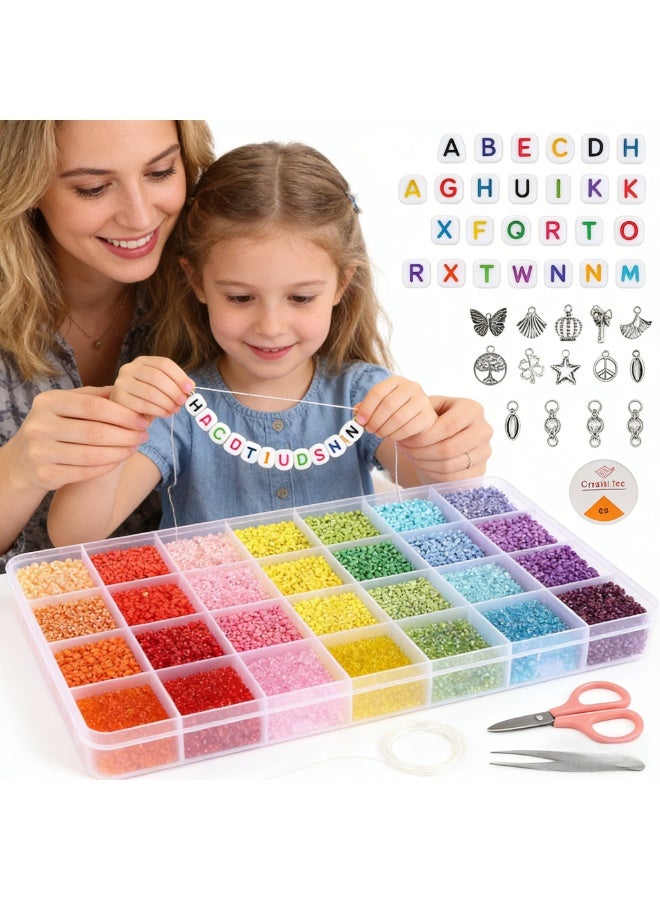 42,000 sets of dual-box 52-grid 2mm Glass Seed Beads DIY Jewelry Bead Sets for Kids (Box) - Image 4