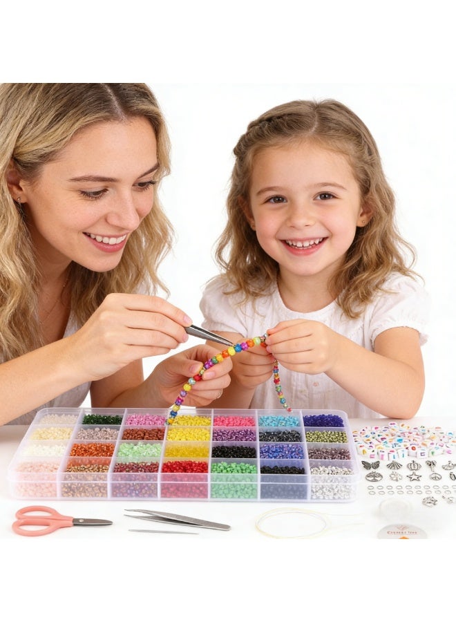 42,000 sets of dual-box 52-grid 2mm Glass Seed Beads DIY Jewelry Bead Sets for Kids (Box) - Image 5