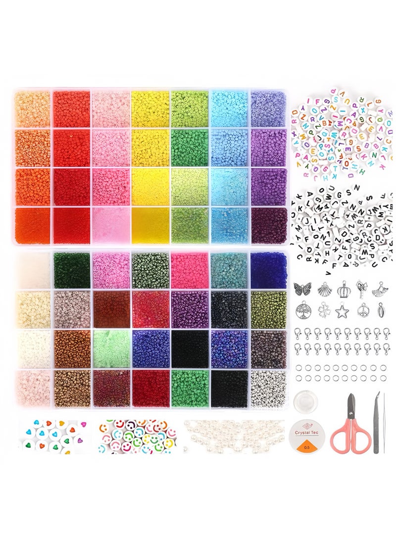 42,000 sets of dual-box 52-grid 2mm Glass Seed Beads DIY Jewelry Bead Sets for Kids (Box) - Image 1