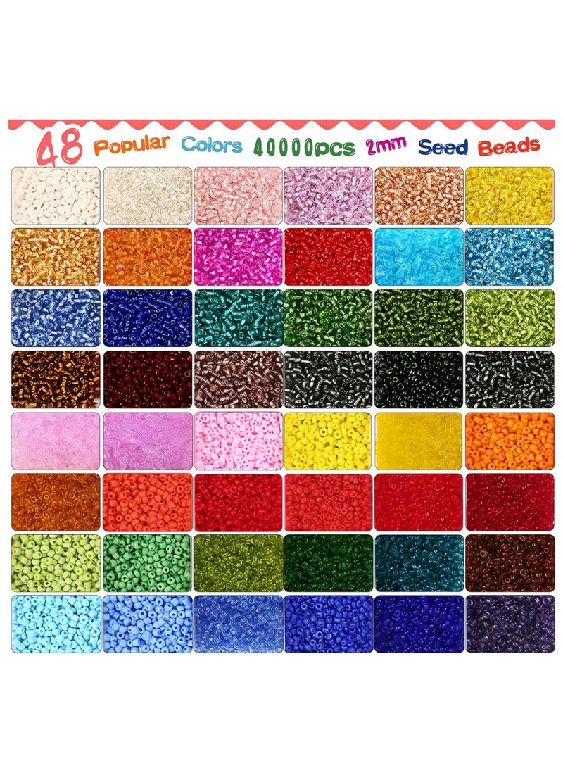 42,000 sets of dual-box 52-grid 2mm Glass Seed Beads DIY Jewelry Bead Sets for Kids (Box) - Image 2