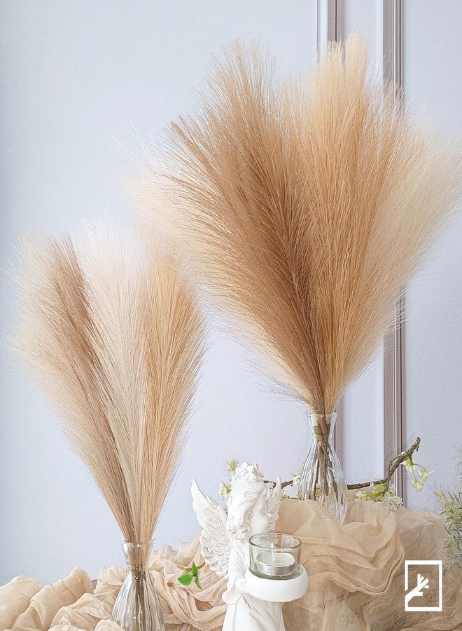 ZIFTY 6-Pcs 17" Pampas Grass Faux Pompas Fluffy Artificial Fake Flower Boho Decor for Vase Filler Ins Style Modern Home Wedding Decorations (Beige Mixed) - Image 5