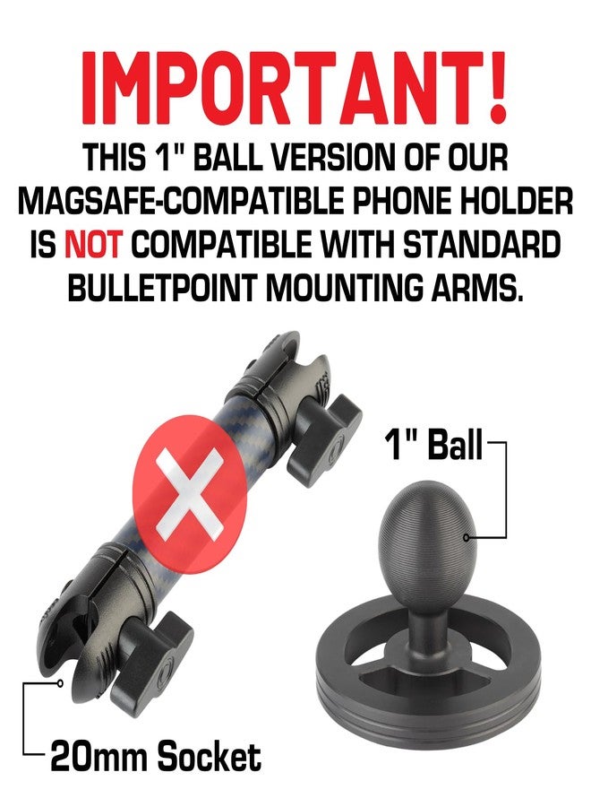 Bulletpoint Mounting Solutions Dash Mount Magnetic Cell Phone Holder Compatible with MagSafe iPhone Smartphones - 1 inch Ball Mount Attachment (25.4mm) - Image 2
