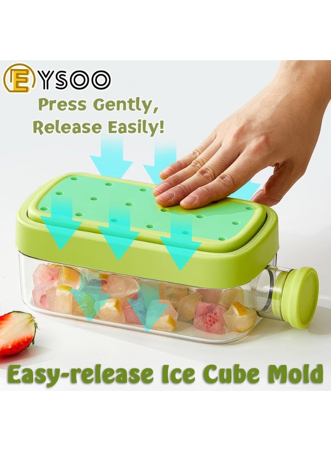 EYSOO EYSOO Ice Cube Trays Easy Release Ice Tray for Freezer 2-in-1 800ml BPA-free Water Bottle with Straw (18 Grids, Green)  - Image 2