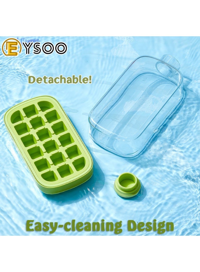 EYSOO EYSOO Ice Cube Trays Easy Release Ice Tray for Freezer 2-in-1 800ml BPA-free Water Bottle with Straw (18 Grids, Green)  - Image 5