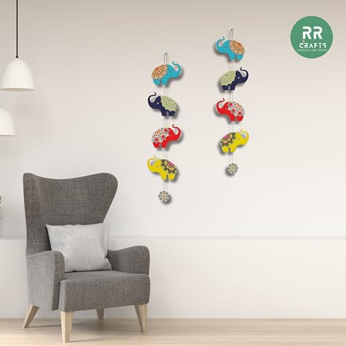 RR Crafts Elephant Hangings for Decoration, Pack of 2 Garlands/Strings for Wedding, Haldi, Event, Decoration Backdrop, Multi Color Hangings 4Ft Each, 134.1 Centimeters… - Image 3