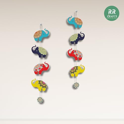 RR Crafts Elephant Hangings for Decoration, Pack of 2 Garlands/Strings for Wedding, Haldi, Event, Decoration Backdrop, Multi Color Hangings 4Ft Each, 134.1 Centimeters… - Image 4