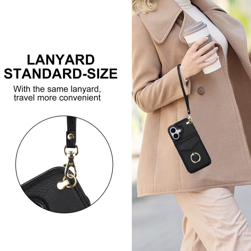 إيروريكس جراب هاتف مزود بفتحة بطاقة RFID وحامل حلقي لهاتف iPhone 17 (أسود) - Image 5