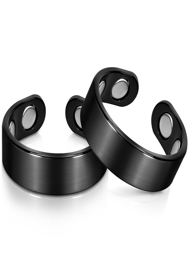 Auramag Copper Rings for Men, 99.99% Pure Copper Magnetic Thumb Ring with 3500 Gauss Magnets,Black Rings for Women with Box(2 PCS) - Image 1