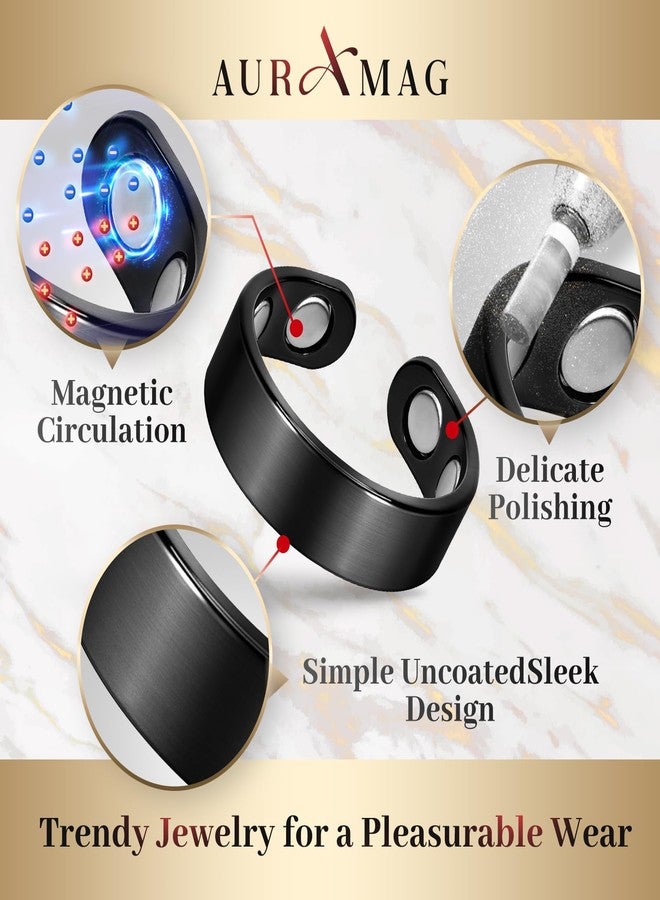 Auramag Copper Rings for Men, 99.99% Pure Copper Magnetic Thumb Ring with 3500 Gauss Magnets,Black Rings for Women with Box(2 PCS) - Image 2