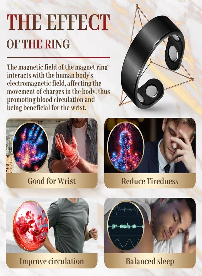 Auramag Copper Rings for Men, 99.99% Pure Copper Magnetic Thumb Ring with 3500 Gauss Magnets,Black Rings for Women with Box(2 PCS) - Image 4
