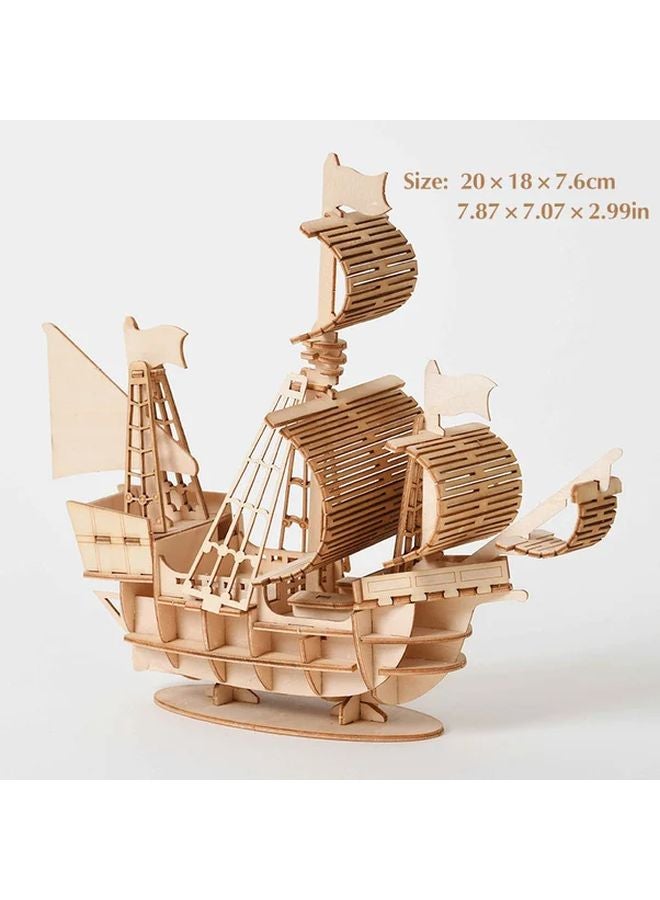 3D DIY Wooden Sailboat Model Mechanical Toy Building Kit Gift For Children Adults - Image 1