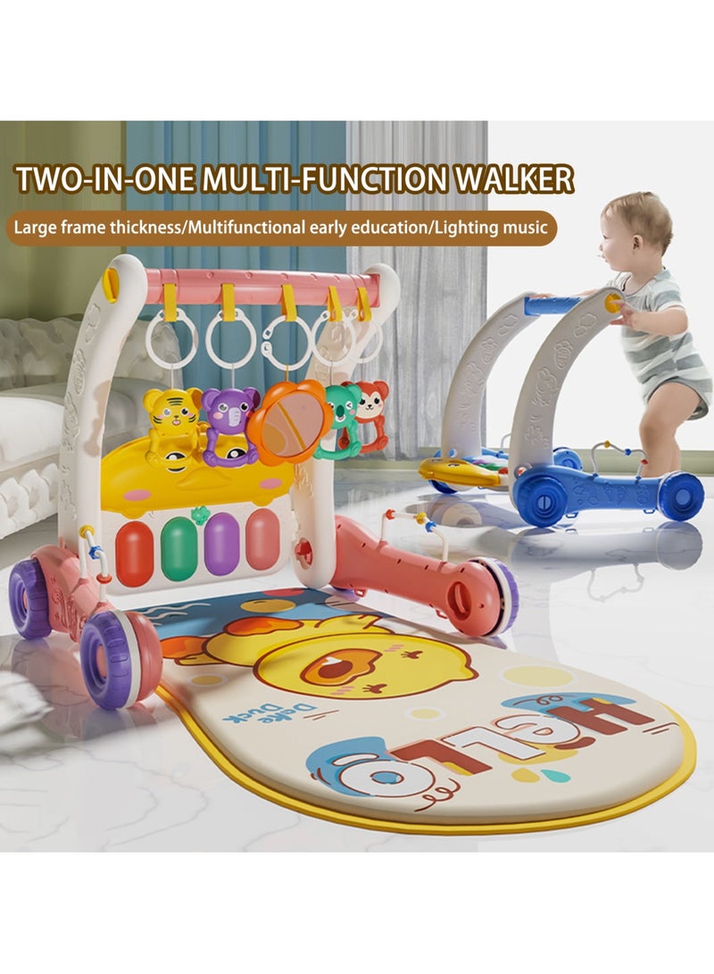 unikbebe 2-in-1 Happy Baby Fitness Toy, Piano Rack & Walker, Baby Playmat & Play Piano Gym with Walker, Sit-to-Stand Learning Walker, Kick & Play Piano Gym Mat, Baby Push Stroller with Musical Activity Center, Educational Floor Mat for Tummy Time, Infants 0-12 Months, Suitable for babies of different ages to play and learn to walk - Image 2