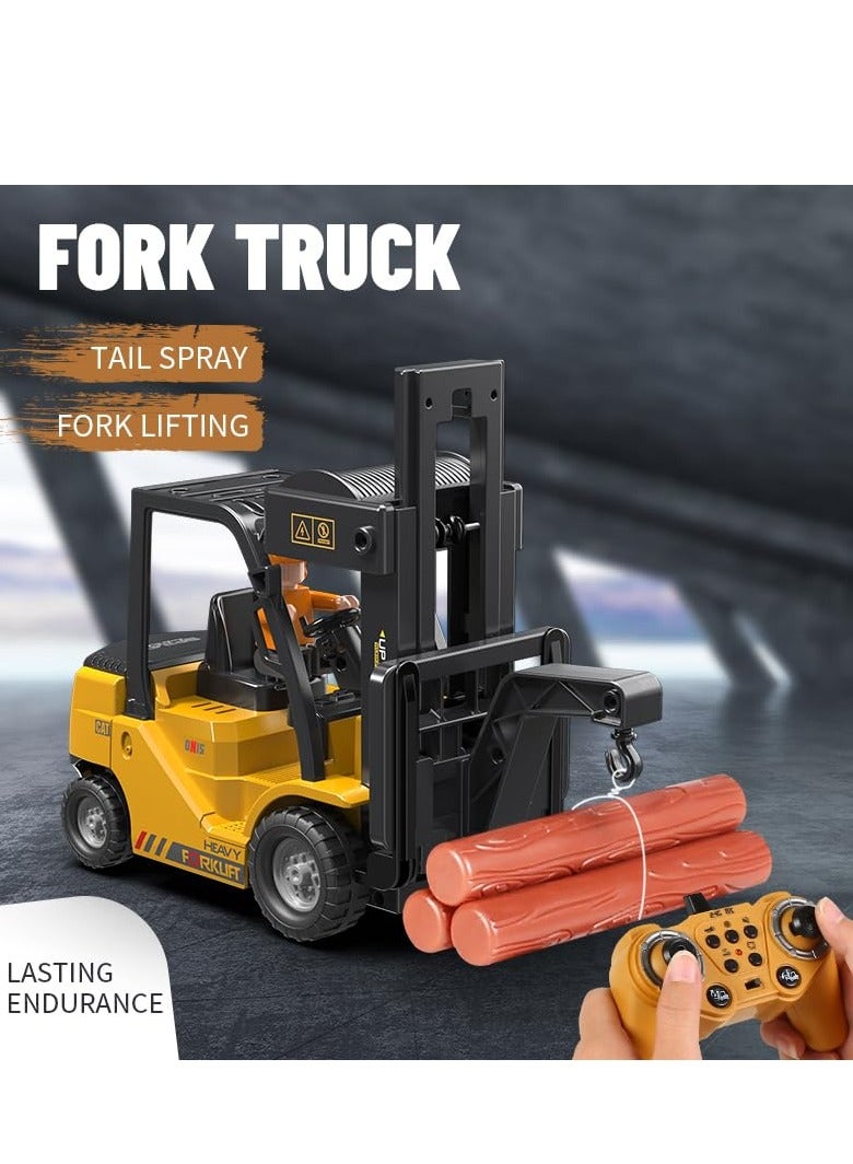 2.4Ghz Remote Control Forklift Cranes 2 in 1 RC Forklift Truck 6 Channel 2 Mode Channel Remote Control Crane with Spray Sound and Lights 1:24 Scale Construction Truck Toy Gift for Kids for 3-7  - Image 3