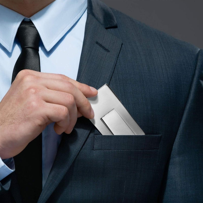 Mudder حامل سيجار قابل للطي من الفولاذ المقاوم للصدأ 3 قطع رف عرض سجائر حامل سيجار لوازم يوم الأب، فضي - Image 4