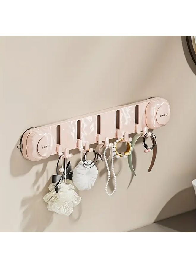 Rotating Suction Cup Wavy Hook Pink Heavy Duty Adhesive Wall Hook Bathroom Storage - Image 1