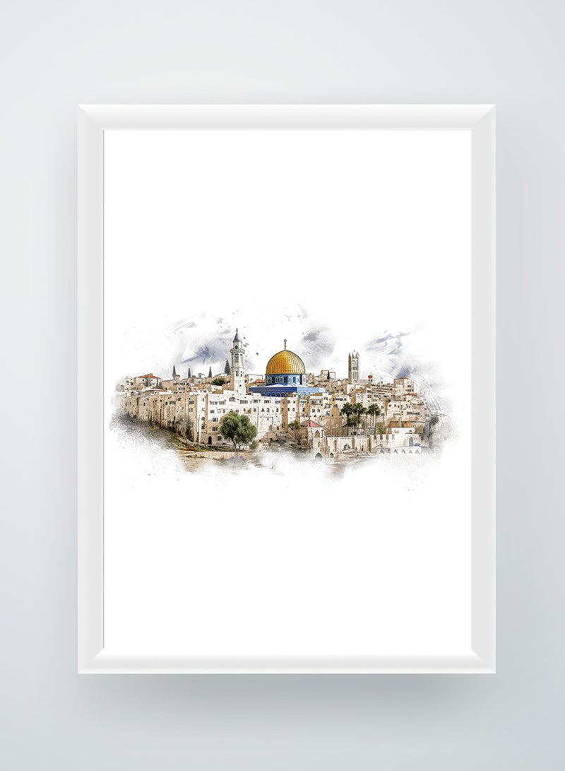 LOWHA Framed Wall Art with The Holy Land of Palestine  Printed Painting Poster, For Home, Room, Office Decor - Image 1