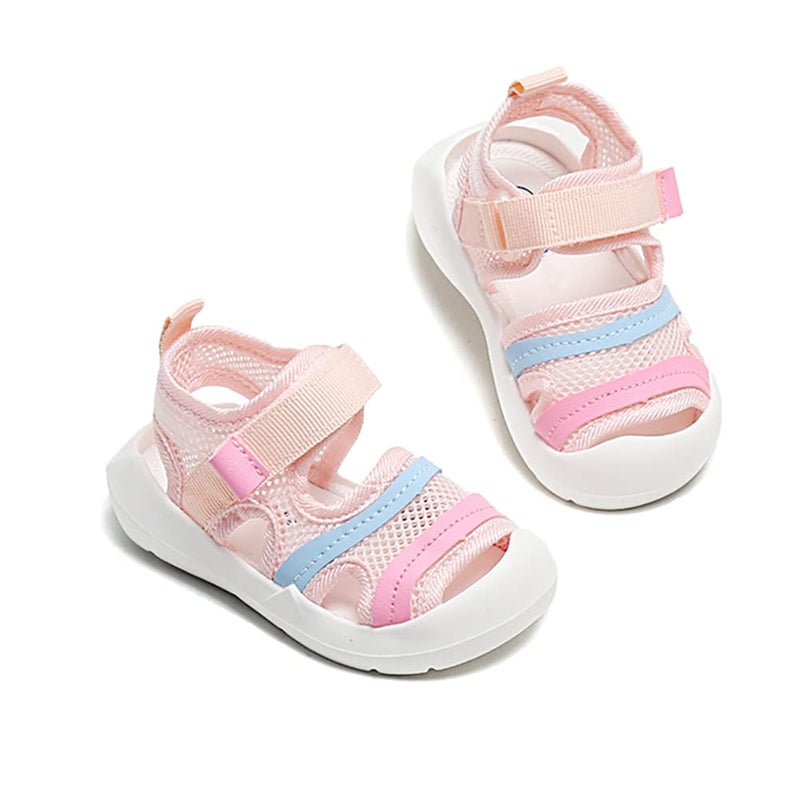 OAISNIT Baby Boys Girls Sports Sandals Lightweight Anti-Slip Rubber Sole Beach Aquatic Water Shoes Summer Toddler First Walking Shoe(G-Pink, 5.5 Toddler)