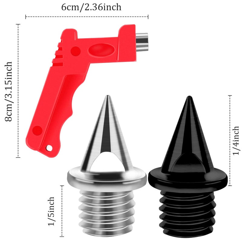 Julmelon 120Pcs 1/4Inch Stainless Steel Track And Cross Country Spikes Golf Shoe Spikes With Spike Wrench  Replacement Spikes For Sprint Sports Short Running Track Shoes(Silver And Black) - Image 2