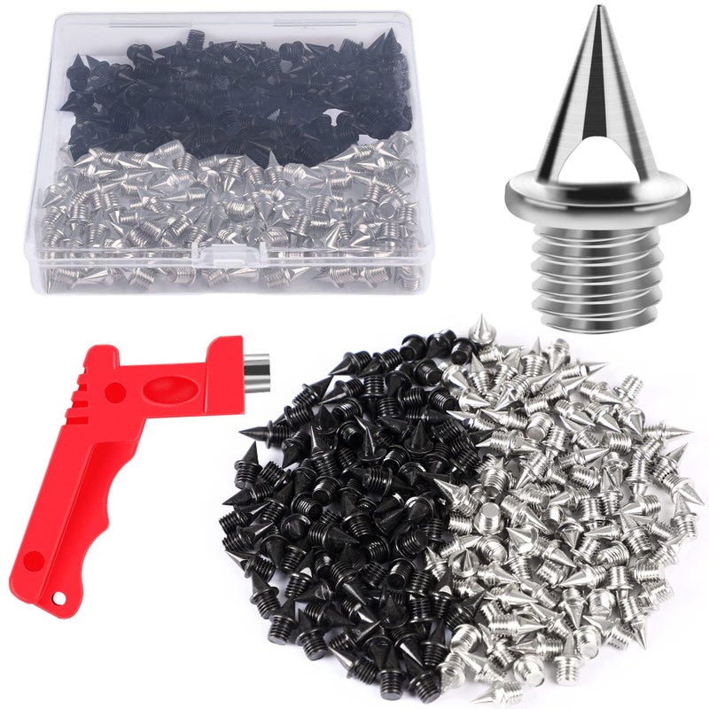 Julmelon 120Pcs 1/4Inch Stainless Steel Track And Cross Country Spikes Golf Shoe Spikes With Spike Wrench  Replacement Spikes For Sprint Sports Short Running Track Shoes(Silver And Black) - Image 1