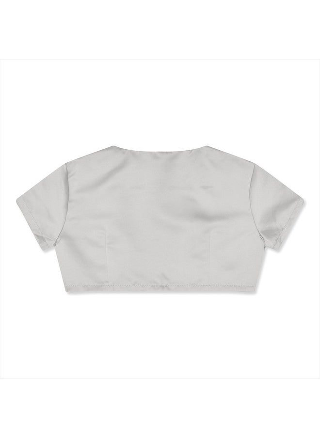 BOLEROSE Girls Satin Short Sleeve Bolero Childrens Kids Shrug (Silver, 13-14 Years)  - Image 2