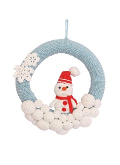 Happy Threads Happy Threads, Handcrafted Crochet Wall Hanging, Snowman Ring-Blue, Festive Home Decor Items, Suitable for Christmas Decorations at Home,Office and Other Spaces 