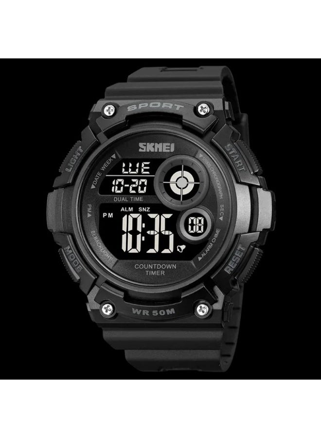 SKMEI 1367 Men's Sports Digital Watch – Black with Red Accent - Image 4