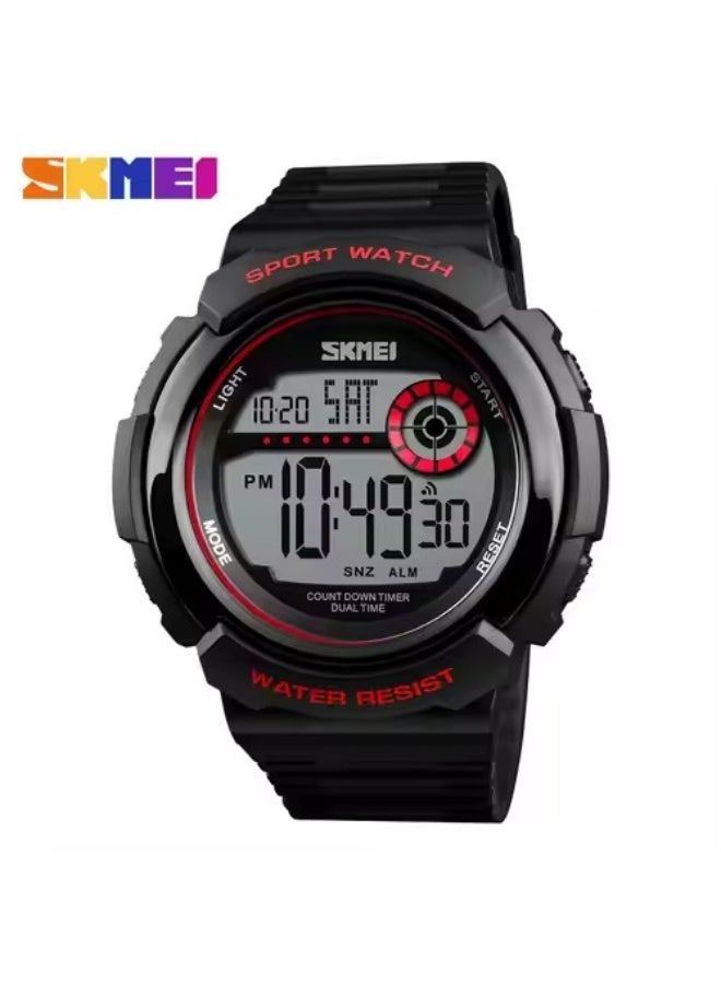 SKMEI 1367 Men's Sports Digital Watch – Black with Red Accent - Image 1