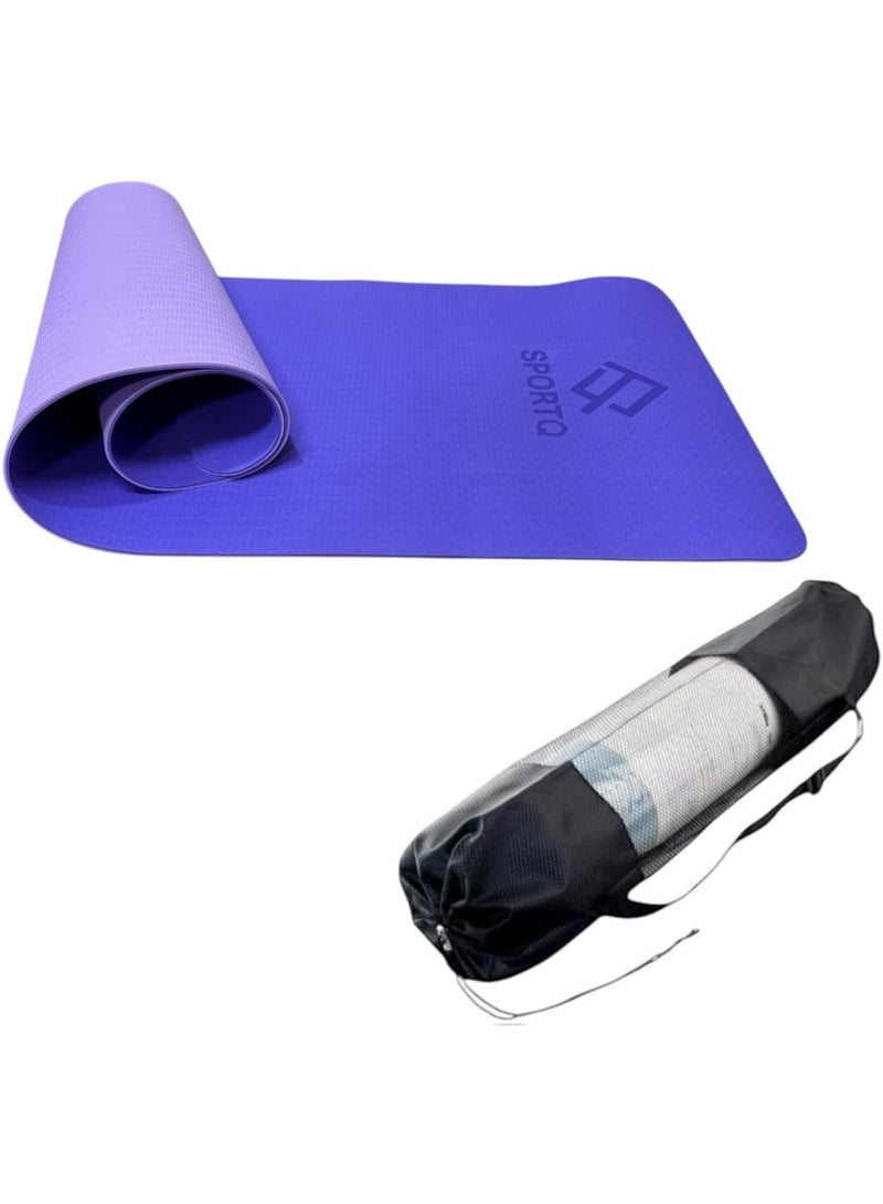 سبورت كيو حصيرة يوغا TPE بريميوم SportQ®️ مضادة للانزلاق بسمك 6 مم – خفيفة وصديقة للبيئة مع شنطة حمل، مقاومة للعرق والماء لتمارين منزلي والجيم للبيلاتس واليوغا وتمارين البطن 183×61 سم - Image 1