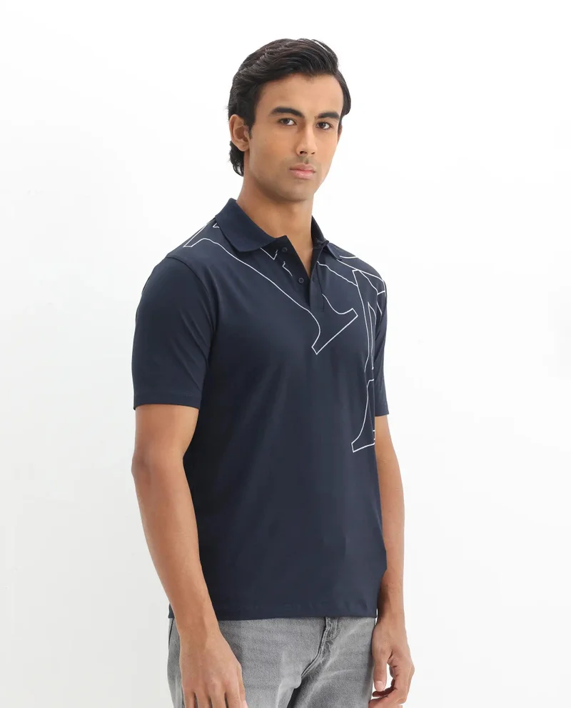 Rare Rabbit Men's Flock Print Polo T-Shirt