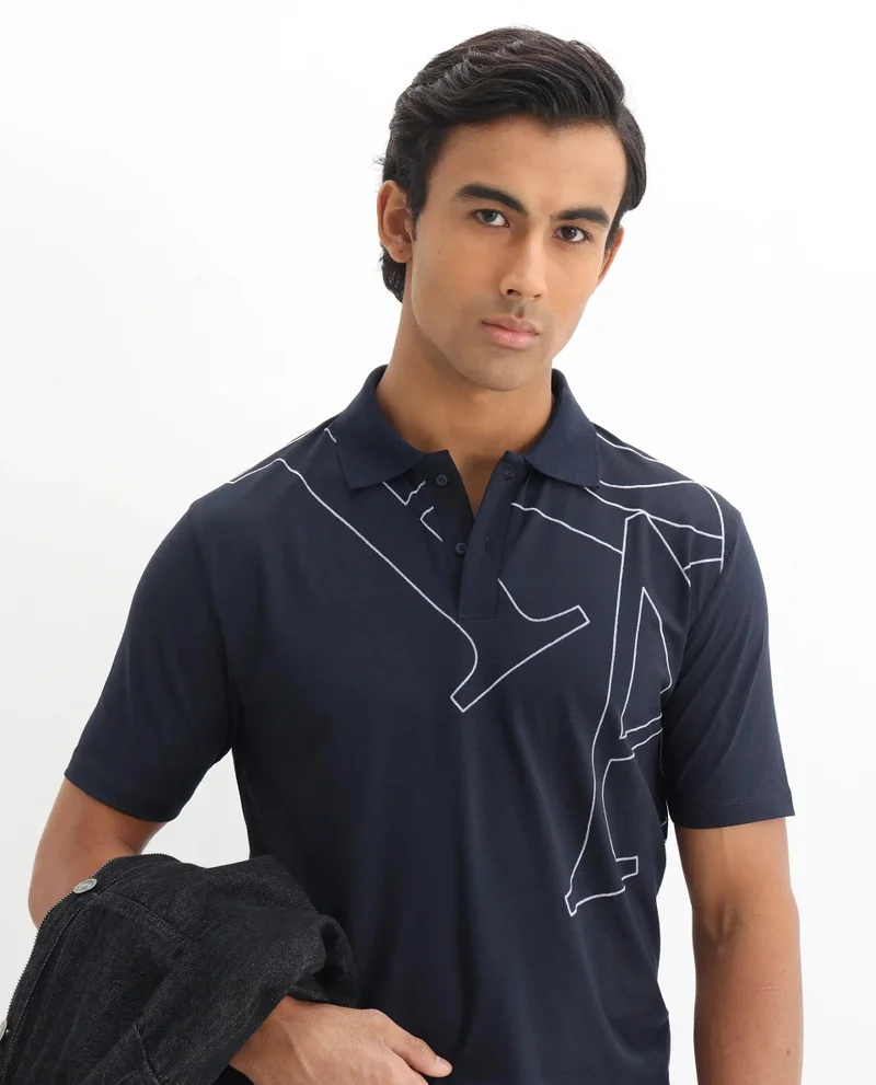 Rare Rabbit Men's Flock Print Polo T-Shirt