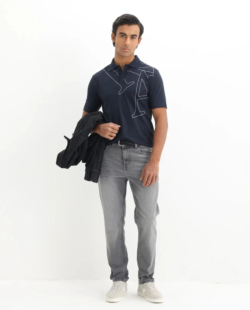 Rare Rabbit Men's Flock Print Polo T-Shirt